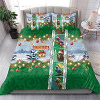 New Zealand Merry Christmas Bedding Set Maori Animals, Koru Tattoo - Green Xmas Style LT03 - Polynesian Pride