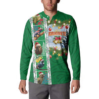 New Zealand Merry Christmas Button Sweatshirt Maori Animals, Koru Tattoo - Green Xmas Style LT03 - Polynesian Pride