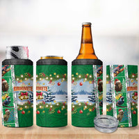 New Zealand Merry Christmas 4 in 1 Can Cooler Tumbler Maori Animals Xmas Style and Koru Tattoo Green Color LT03 - Polynesian Pride