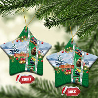 New Zealand Merry Christmas Ceramic Ornament Maori Animals, Koru Tattoo - Green Xmas Style LT03 Star Green - Polynesian Pride