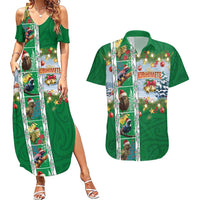 New Zealand Merry Christmas Couples Matching Summer Maxi Dress and Hawaiian Shirt Maori Animals, Koru Tattoo - Green Xmas Style LT03 Green - Polynesian Pride