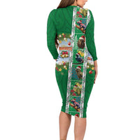 New Zealand Merry Christmas Family Matching Long Sleeve Bodycon Dress and Hawaiian Shirt Maori Animals, Koru Tattoo - Green Xmas Style LT03 - Polynesian Pride