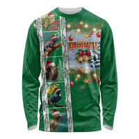 New Zealand Merry Christmas Long Sleeve Shirt Maori Animals, Koru Tattoo - Green Xmas Style LT03 Unisex Green - Polynesian Pride