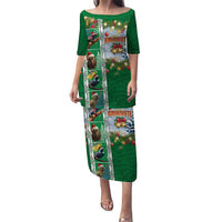 New Zealand Merry Christmas Puletasi Maori Animals, Koru Tattoo - Green Xmas Style LT03 Long Dress Green - Polynesian Pride