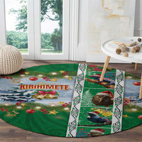 New Zealand Merry Christmas Round Carpet Maori Animals, Koru Tattoo - Green Xmas Style LT03 - Polynesian Pride