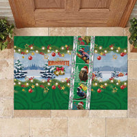 New Zealand Merry Christmas Rubber Doormat Maori Animals, Koru Tattoo - Green Xmas Style LT03 Green - Polynesian Pride