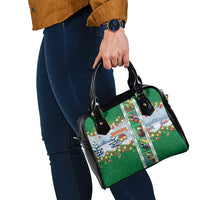 New Zealand Merry Christmas Shoulder Handbag Maori Animals, Koru Tattoo - Green Xmas Style LT03 - Polynesian Pride