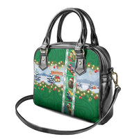New Zealand Merry Christmas Shoulder Handbag Maori Animals, Koru Tattoo - Green Xmas Style LT03 - Polynesian Pride