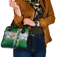 New Zealand Merry Christmas Shoulder Handbag Maori Animals, Koru Tattoo - Green Xmas Style LT03 - Polynesian Pride