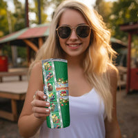 New Zealand Merry Christmas Skinny Tumbler Maori Animals Xmas Style and Koru Tattoo Green Color LT03 - Polynesian Pride
