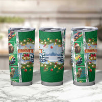 New Zealand Merry Christmas Tumbler Cup Maori Animals Xmas Style and Koru Tattoo Green Color LT03 - Polynesian Pride