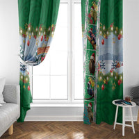 New Zealand Merry Christmas Window Curtain Maori Animals, Koru Tattoo - Green Xmas Style LT03 - Polynesian Pride