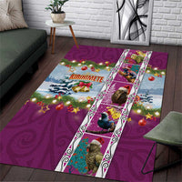 New Zealand Merry Christmas Area Rug Maori Animals, Koru Tattoo - Pink Xmas Style LT03 Pink - Polynesian Pride
