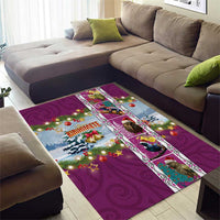New Zealand Merry Christmas Area Rug Maori Animals, Koru Tattoo - Pink Xmas Style LT03 - Polynesian Pride