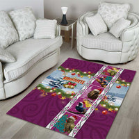 New Zealand Merry Christmas Area Rug Maori Animals, Koru Tattoo - Pink Xmas Style LT03 - Polynesian Pride