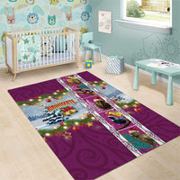 New Zealand Merry Christmas Area Rug Maori Animals, Koru Tattoo - Pink Xmas Style LT03 - Polynesian Pride