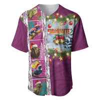 New Zealand Merry Christmas Baseball Jersey Maori Animals, Koru Tattoo - Pink Xmas Style LT03 Pink - Polynesian Pride