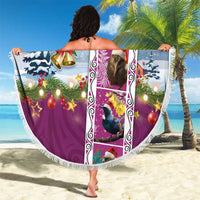 New Zealand Merry Christmas Beach Blanket Maori Animals, Koru Tattoo - Pink Xmas Style LT03 - Polynesian Pride