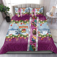 New Zealand Merry Christmas Bedding Set Maori Animals, Koru Tattoo - Pink Xmas Style LT03 - Polynesian Pride