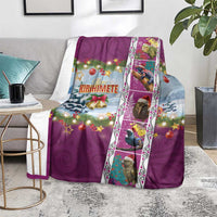 New Zealand Merry Christmas Blanket Maori Animals, Koru Tattoo - Pink Xmas Style LT03 - Polynesian Pride