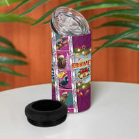 New Zealand Merry Christmas 4 in 1 Can Cooler Tumbler Maori Animals Xmas Style and Koru Tattoo Pink Color LT03 - Polynesian Pride