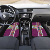 New Zealand Merry Christmas Car Mats Maori Animals, Koru Tattoo - Pink Xmas Style LT03 Set 2pcs - Front Pink - Polynesian Pride