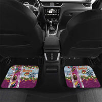 New Zealand Merry Christmas Car Mats Maori Animals, Koru Tattoo - Pink Xmas Style LT03 Set 2pcs - Back Pink - Polynesian Pride