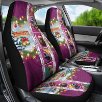 New Zealand Merry Christmas Car Seat Cover Maori Animals, Koru Tattoo - Pink Xmas Style LT03 - Polynesian Pride