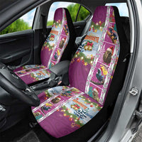 New Zealand Merry Christmas Car Seat Cover Maori Animals, Koru Tattoo - Pink Xmas Style LT03 - Polynesian Pride