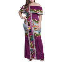 New Zealand Merry Christmas Family Matching Off Shoulder Maxi Dress and Hawaiian Shirt Maori Animals, Koru Tattoo - Pink Xmas Style LT03 Mom's Dress Pink - Polynesian Pride