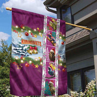 New Zealand Merry Christmas Garden Flag Maori Animals, Koru Tattoo - Pink Xmas Style LT03 - Polynesian Pride