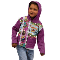 New Zealand Merry Christmas Kid Hoodie Maori Animals, Koru Tattoo - Pink Xmas Style LT03 - Polynesian Pride