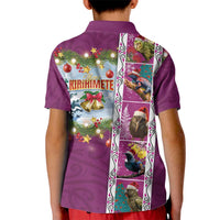 New Zealand Merry Christmas Kid Polo Shirt Maori Animals, Koru Tattoo - Pink Xmas Style LT03 - Polynesian Pride