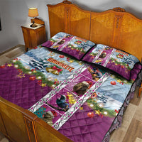 New Zealand Merry Christmas Quilt Bed Set Maori Animals, Koru Tattoo - Pink Xmas Style LT03 - Polynesian Pride