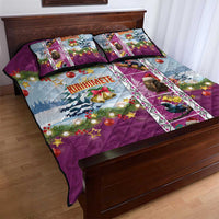 New Zealand Merry Christmas Quilt Bed Set Maori Animals, Koru Tattoo - Pink Xmas Style LT03 - Polynesian Pride