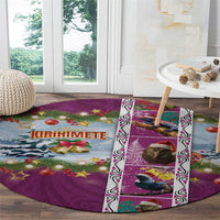 New Zealand Merry Christmas Round Carpet Maori Animals, Koru Tattoo - Pink Xmas Style LT03 - Polynesian Pride