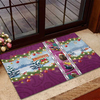 New Zealand Merry Christmas Rubber Doormat Maori Animals, Koru Tattoo - Pink Xmas Style LT03 - Polynesian Pride
