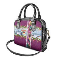 New Zealand Merry Christmas Shoulder Handbag Maori Animals, Koru Tattoo - Pink Xmas Style LT03 - Polynesian Pride
