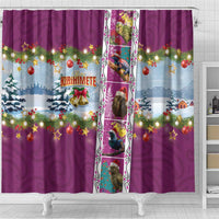 New Zealand Merry Christmas Shower Curtain Maori Animals, Koru Tattoo - Pink Xmas Style LT03 - Polynesian Pride