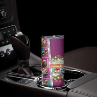 New Zealand Merry Christmas Skinny Tumbler Maori Animals Xmas Style and Koru Tattoo Pink Color LT03 - Polynesian Pride