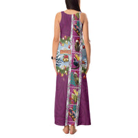 New Zealand Merry Christmas Tank Maxi Dress Maori Animals, Koru Tattoo - Pink Xmas Style