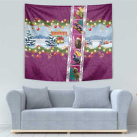 New Zealand Merry Christmas Tapestry Maori Animals, Koru Tattoo - Pink Xmas Style LT03 - Polynesian Pride