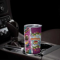 New Zealand Merry Christmas Tumbler Cup Maori Animals Xmas Style and Koru Tattoo Pink Color LT03 - Polynesian Pride