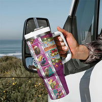 New Zealand Merry Christmas Tumbler With Handle Maori Animals Xmas Style and Koru Tattoo Pink Color LT03 - Polynesian Pride