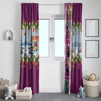 New Zealand Merry Christmas Window Curtain Maori Animals, Koru Tattoo - Pink Xmas Style LT03 - Polynesian Pride