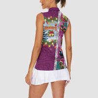 New Zealand Merry Christmas Women Sleeveless Polo Shirt Maori Animals, Koru Tattoo - Pink Xmas Style LT03 - Polynesian Pride