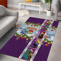 New Zealand Merry Christmas Area Rug Maori Animals, Koru Tattoo - Purple Xmas Style LT03 - Polynesian Pride