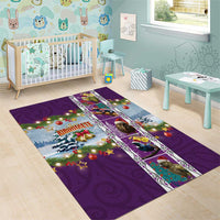 New Zealand Merry Christmas Area Rug Maori Animals, Koru Tattoo - Purple Xmas Style LT03 - Polynesian Pride