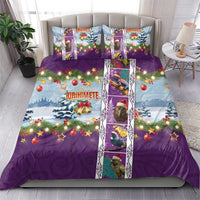 New Zealand Merry Christmas Bedding Set Maori Animals, Koru Tattoo - Purple Xmas Style LT03 - Polynesian Pride