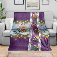 New Zealand Merry Christmas Blanket Maori Animals, Koru Tattoo - Purple Xmas Style LT03 - Polynesian Pride